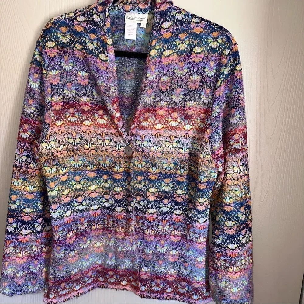 Coldwater Creek Textured woven daisy chain light weight Jacket sz Med